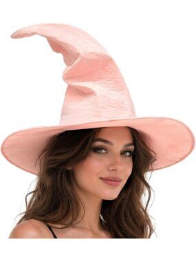 🎃 Unisex Pink Tattered Lace & Torn Edges Halloween Spooky Costume Witch Hat